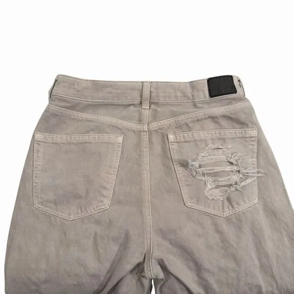 AE Jeans Women’s Distressed Mom Jeans Relaxed Tapered Cream Size 8 4597 - Picture 5 of 11